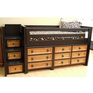 Item # LB077 - Junior Loft Bed with Nine Drawers <br><br>Available in Any Color.